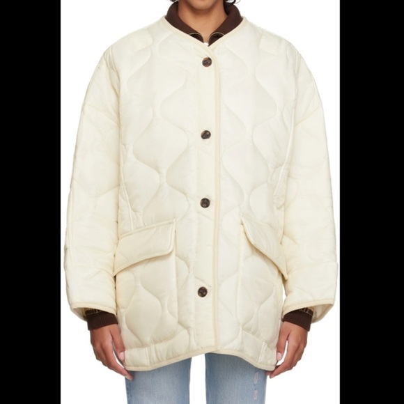 The Frankie Shop Quilted Padded Ripstop Jacket in Ivory M/L - Picture 1 of 12